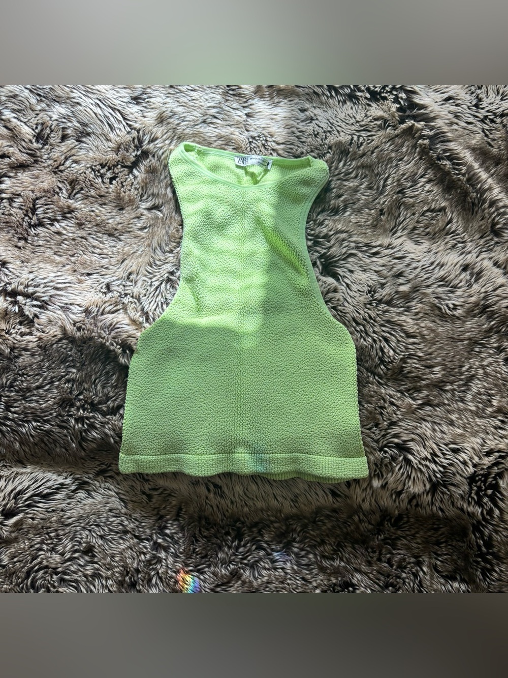 Zara Lime Green Textured Racerback Tank